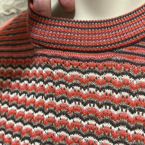 FREE PEOPLE RETRO LONG SLEEVED SIMI SHEER RED/BROWN STRIPPED SWEATER DRESS SZ M - Picture 9 of 16